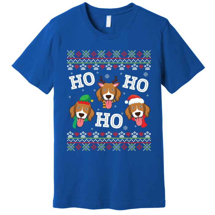 Beagle Dog Ho Ho Ho Merry Christmas Day Dad Mom Ugly Sweater Funny Gift Premium T-Shirt