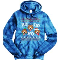 Beagle Dog Ho Ho Ho Merry Christmas Day Dad Mom Ugly Sweater Funny Gift Tie Dye Hoodie