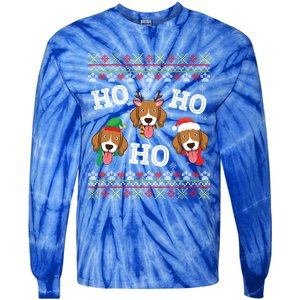 Beagle Dog Ho Ho Ho Merry Christmas Day Dad Mom Ugly Sweater Funny Gift Tie-Dye Long Sleeve Shirt