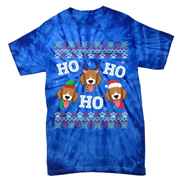 Beagle Dog Ho Ho Ho Merry Christmas Day Dad Mom Ugly Sweater Funny Gift Tie-Dye T-Shirt