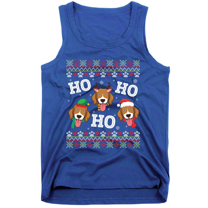 Beagle Dog Ho Ho Ho Merry Christmas Day Dad Mom Ugly Sweater Funny Gift Tank Top