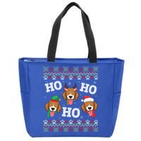 Beagle Dog Ho Ho Ho Merry Christmas Day Dad Mom Ugly Sweater Funny Gift Zip Tote Bag