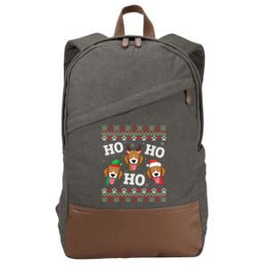 Beagle Dog Ho Ho Ho Merry Christmas Day Dad Mom Ugly Sweater Funny Gift Cotton Canvas Backpack