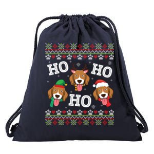 Beagle Dog Ho Ho Ho Merry Christmas Day Dad Mom Ugly Sweater Funny Gift Drawstring Bag