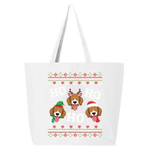 Beagle Dog Ho Ho Ho Merry Christmas Day Dad Mom Ugly Sweater Funny Gift 25L Jumbo Tote