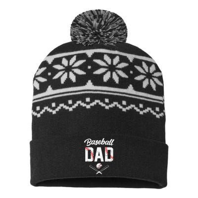 Baseball Dad Happy Fathers Day Shirts for  Boys Kid USA-Made Snowflake Beanie