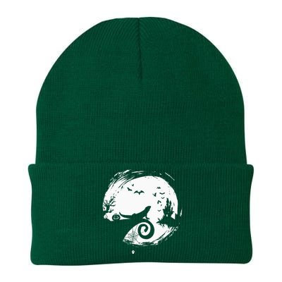 Bearded Dragon Halloween Costume Moon Silhouette Creepy Knit Cap Winter Beanie