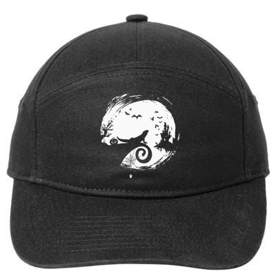 Bearded Dragon Halloween Costume Moon Silhouette Creepy 7-Panel Snapback Hat