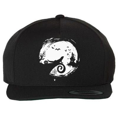 Bearded Dragon Halloween Costume Moon Silhouette Creepy Wool Snapback Cap