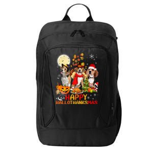 Beagle Dog Halloween Merry Christmas Happy Hallothanksmas Gift City Backpack