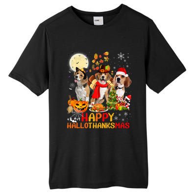 Beagle Dog Halloween Merry Christmas Happy Hallothanksmas Gift Tall Fusion ChromaSoft Performance T-Shirt