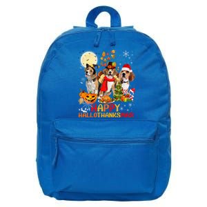 Beagle Dog Halloween Merry Christmas Happy Hallothanksmas Gift 16 in Basic Backpack