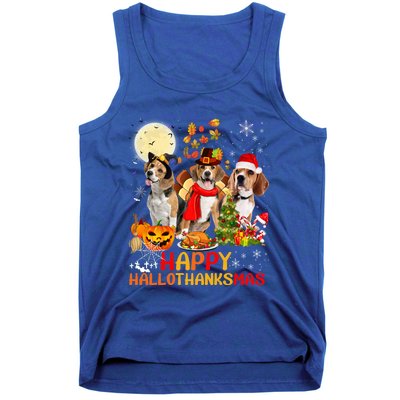 Beagle Dog Halloween Merry Christmas Happy Hallothanksmas Gift Tank Top