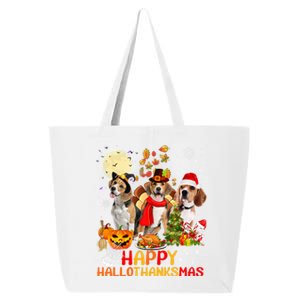 Beagle Dog Halloween Merry Christmas Happy Hallothanksmas Gift 25L Jumbo Tote