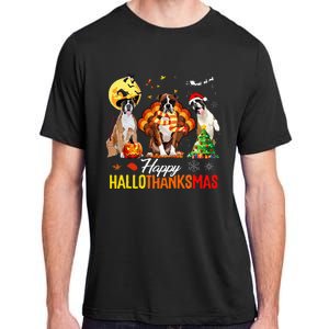 Boxer Dog Happy Hallothanksmas Halloween Thanksgiving Xmas Adult ChromaSoft Performance T-Shirt