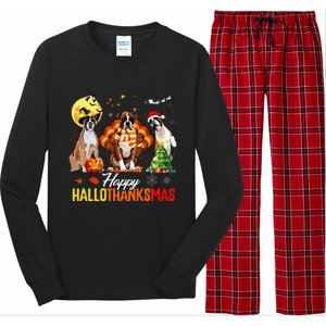 Boxer Dog Happy Hallothanksmas Halloween Thanksgiving Xmas Long Sleeve Pajama Set