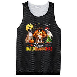 Boxer Dog Happy Hallothanksmas Halloween Thanksgiving Xmas Mesh Reversible Basketball Jersey Tank