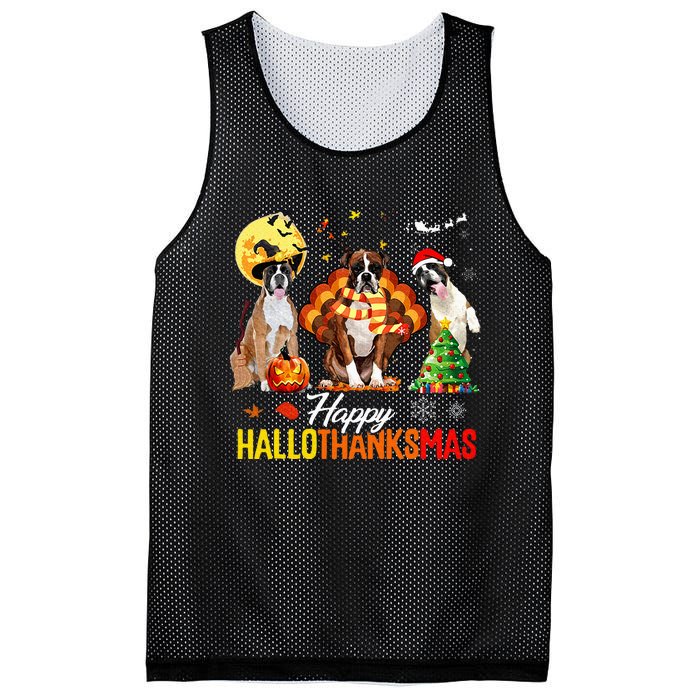 Boxer Dog Happy Hallothanksmas Halloween Thanksgiving Xmas Mesh Reversible Basketball Jersey Tank