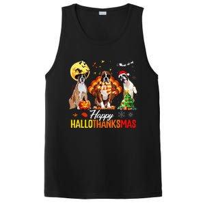 Boxer Dog Happy Hallothanksmas Halloween Thanksgiving Xmas PosiCharge Competitor Tank