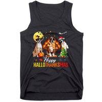 Boxer Dog Happy Hallothanksmas Halloween Thanksgiving Xmas Tank Top