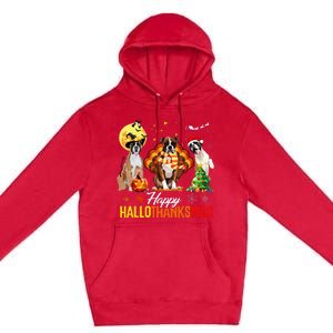 Boxer Dog Happy Hallothanksmas Halloween Thanksgiving Xmas Premium Pullover Hoodie