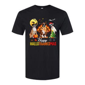 Boxer Dog Happy Hallothanksmas Halloween Thanksgiving Xmas Softstyle CVC T-Shirt