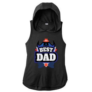 Best Dad Happy Fathers Day Ladies PosiCharge Tri-Blend Wicking Draft Hoodie Tank