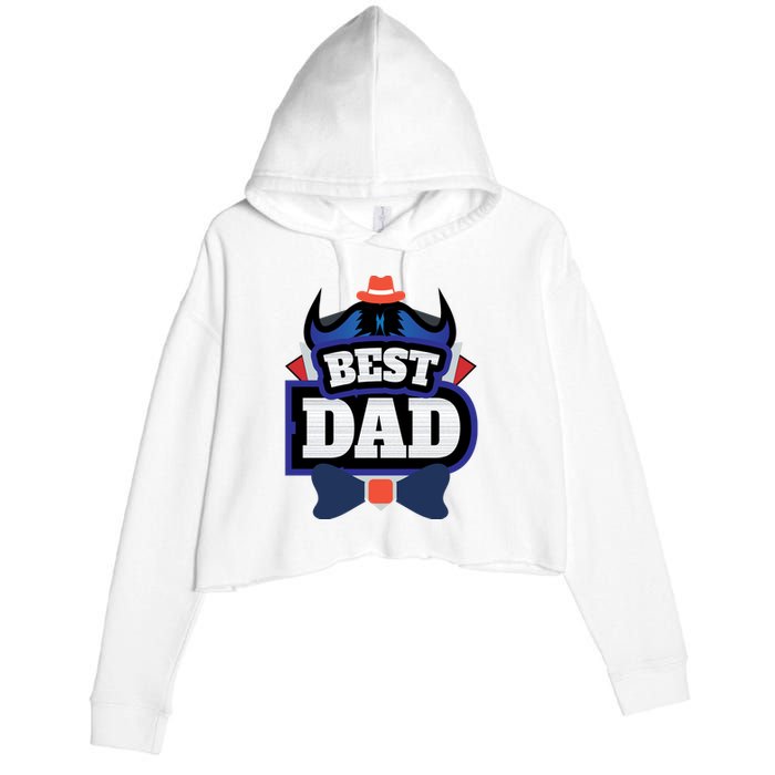 Best Dad Happy Fathers Day Crop Fleece Hoodie