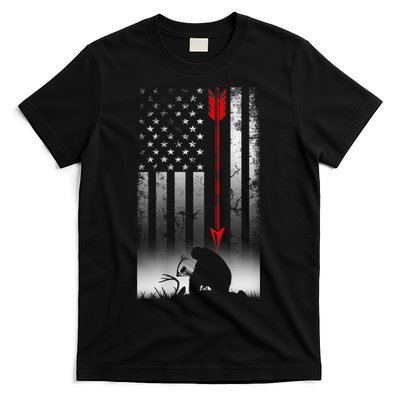 Bow Deer Hunting American Flag For Bow Hunting T-Shirt