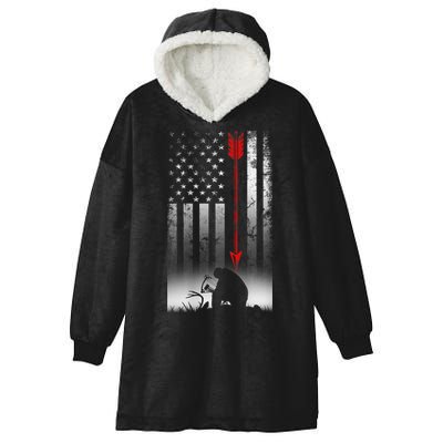 Bow Deer Hunting American Flag For Bow Hunting Hooded Wearable Blanket