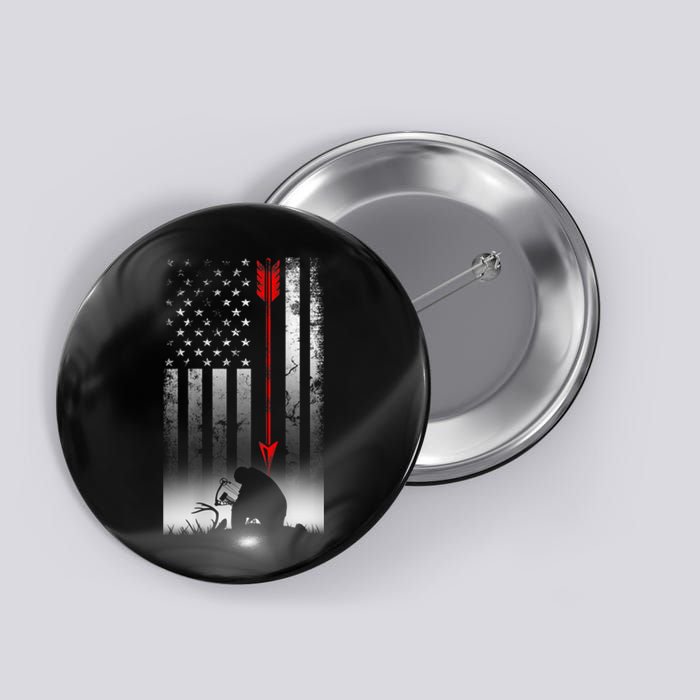 Bow Deer Hunting American Flag For Bow Hunting Button