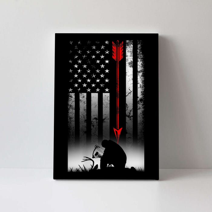 Bow Deer Hunting American Flag For Bow Hunting Canvas