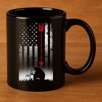 Bow Deer Hunting American Flag For Bow Hunting 11oz C Handle Ceramic Mug