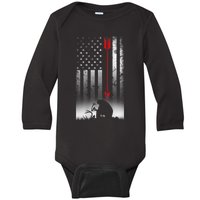 Bow Deer Hunting American Flag For Bow Hunting Baby Long Sleeve Bodysuit