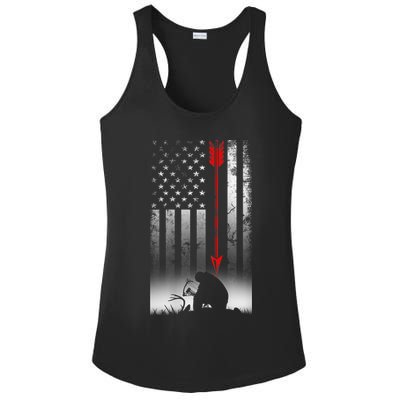 Bow Deer Hunting American Flag For Bow Hunting Ladies PosiCharge Competitor Racerback Tank