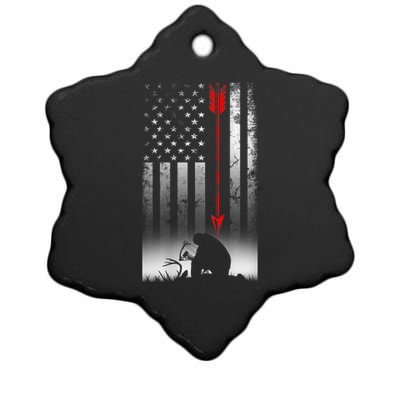 Bow Deer Hunting American Flag For Bow Hunting Ceramic Star Ornament