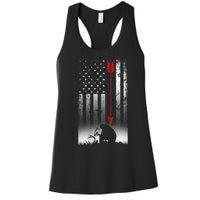 Bow Deer Hunting American Flag For Bow Hunting Women's Racerback Tank