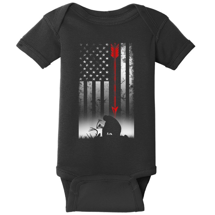 Bow Deer Hunting American Flag For Bow Hunting Baby Bodysuit