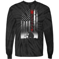 Bow Deer Hunting American Flag For Bow Hunting Tie-Dye Long Sleeve Shirt