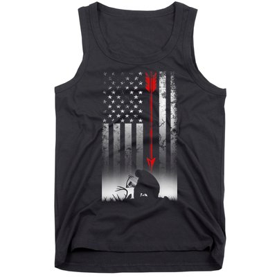 Bow Deer Hunting American Flag For Bow Hunting Tank Top
