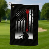 Bow Deer Hunting American Flag For Bow Hunting Golf Towel