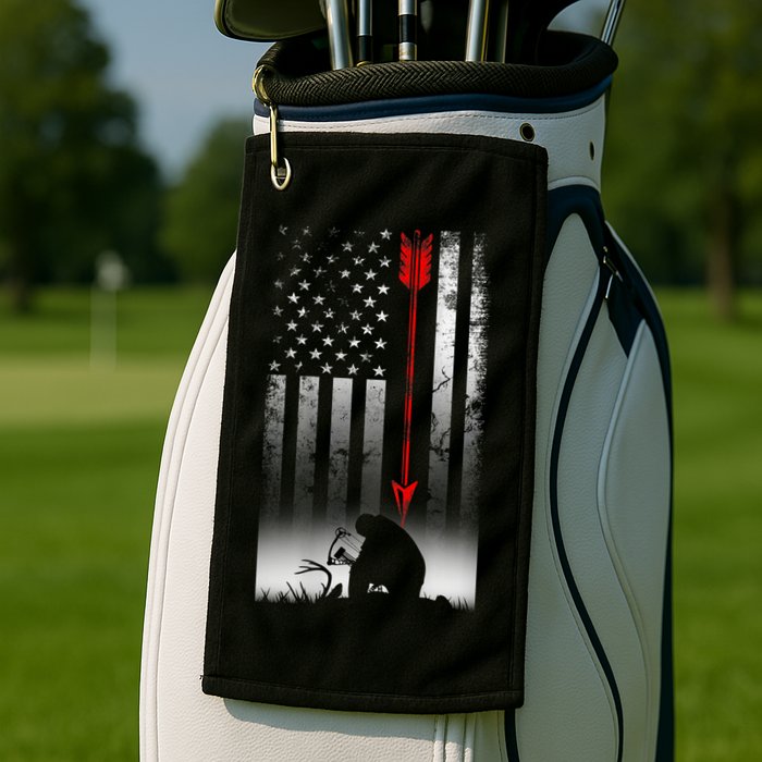 Bow Deer Hunting American Flag For Bow Hunting Golf Towel