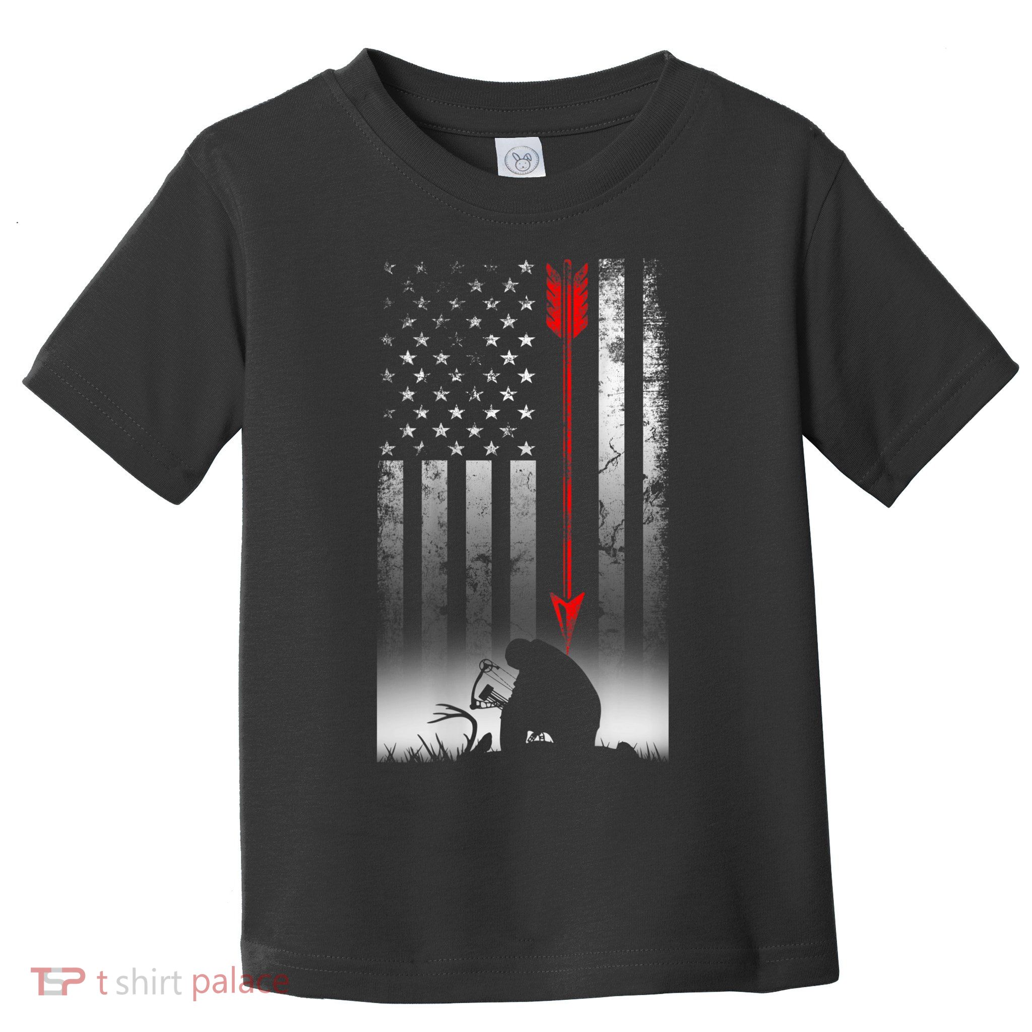Bow Deer Hunting American Flag For Bow Hunting Toddler T-Shirt