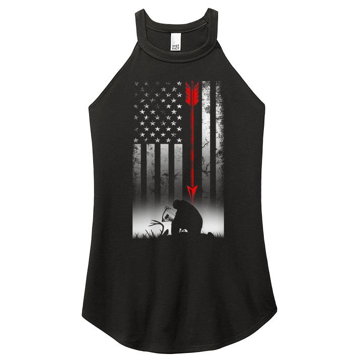 Bow Deer Hunting American Flag For Bow Hunting Women's Perfect Tri Rocker Tank