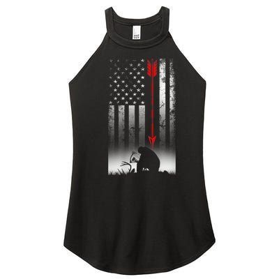 Bow Deer Hunting American Flag For Bow Hunting Women’s Perfect Tri Rocker Tank