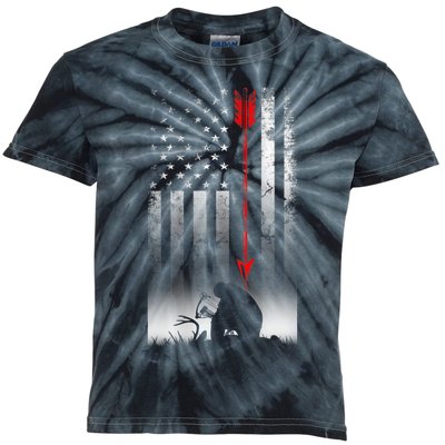 Bow Deer Hunting American Flag For Bow Hunting Kids Tie-Dye T-Shirt