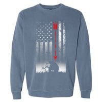 Bow Deer Hunting American Flag For Bow Hunting Garment-Dyed Sweatshirt