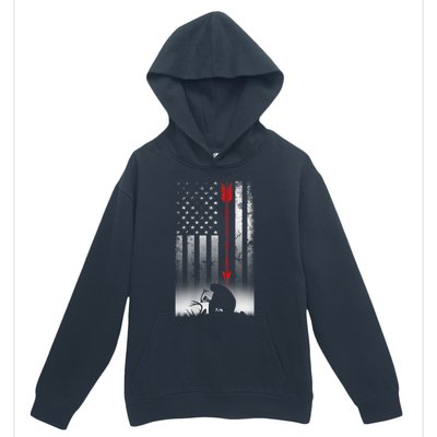 Bow Deer Hunting American Flag For Bow Hunting Urban Pullover Hoodie