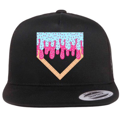 Baseball Drip Home Plate Ice Cream Sport Players & Fans Flatbill Hat