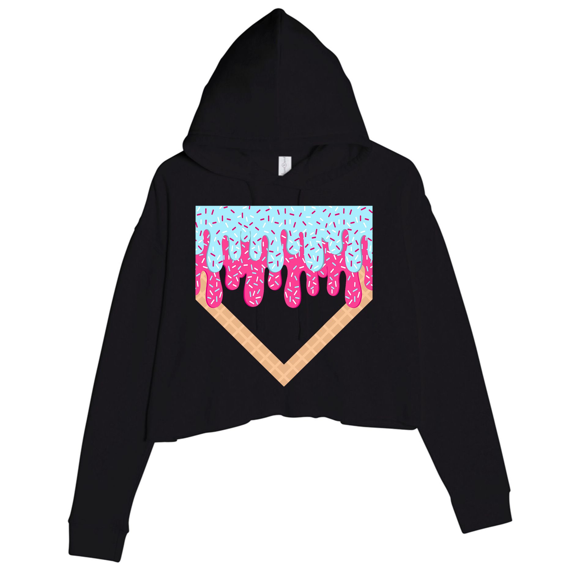 Baseball Drip Home Plate Ice Cream Sport Players & Fans Crop Fleece Hoodie